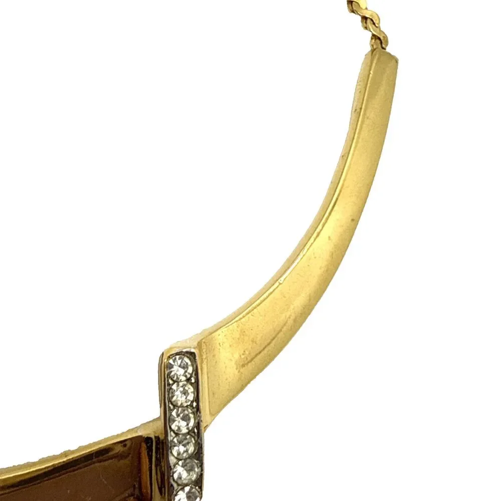 Vintage CROWN TRIFARI Gold Tone Rhinestone Choker Necklace 1970s 15